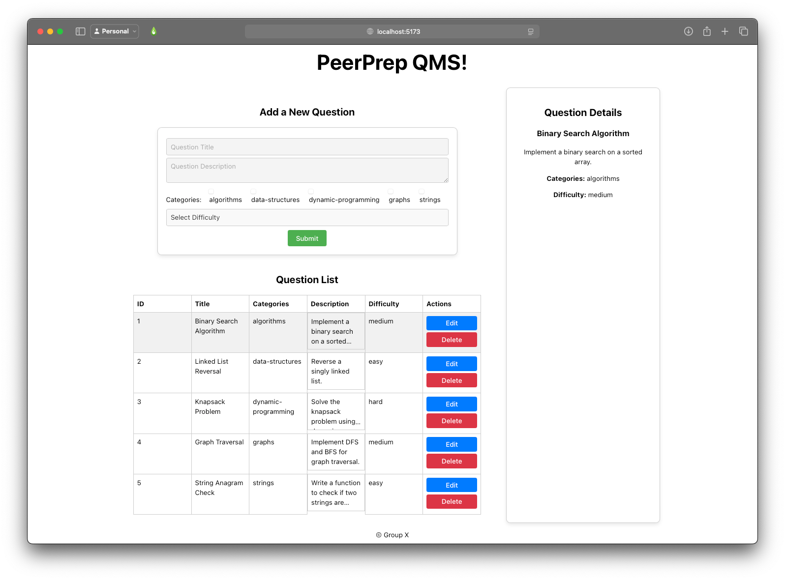 PeerPrep project screenshot